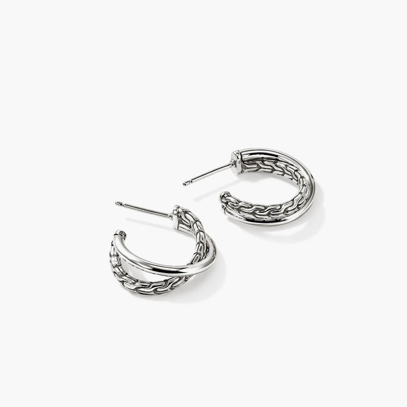John Hardy Essentials Silver Crossover Earrings