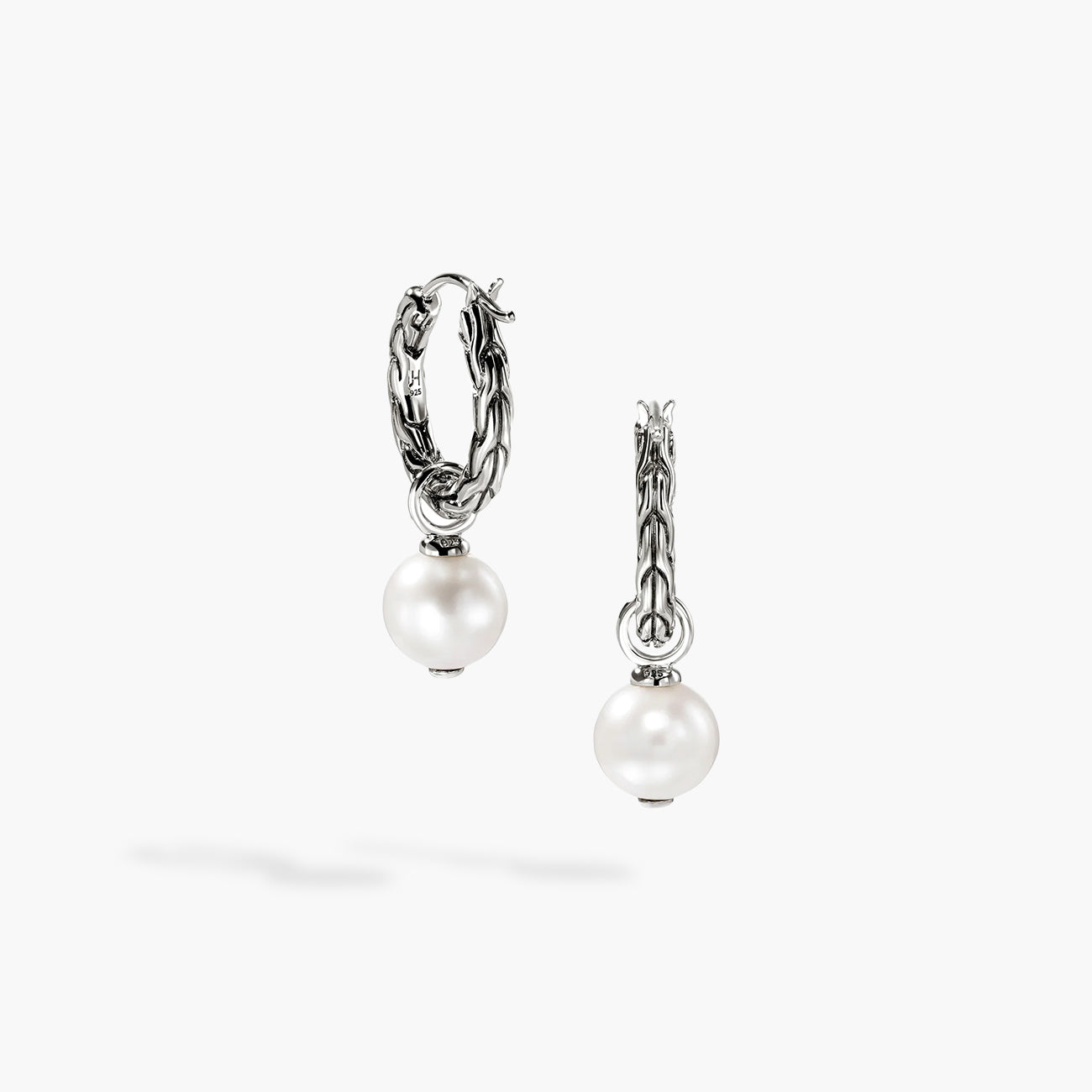 John Hardy Essentials Pearl Hoop Earrings in Silver