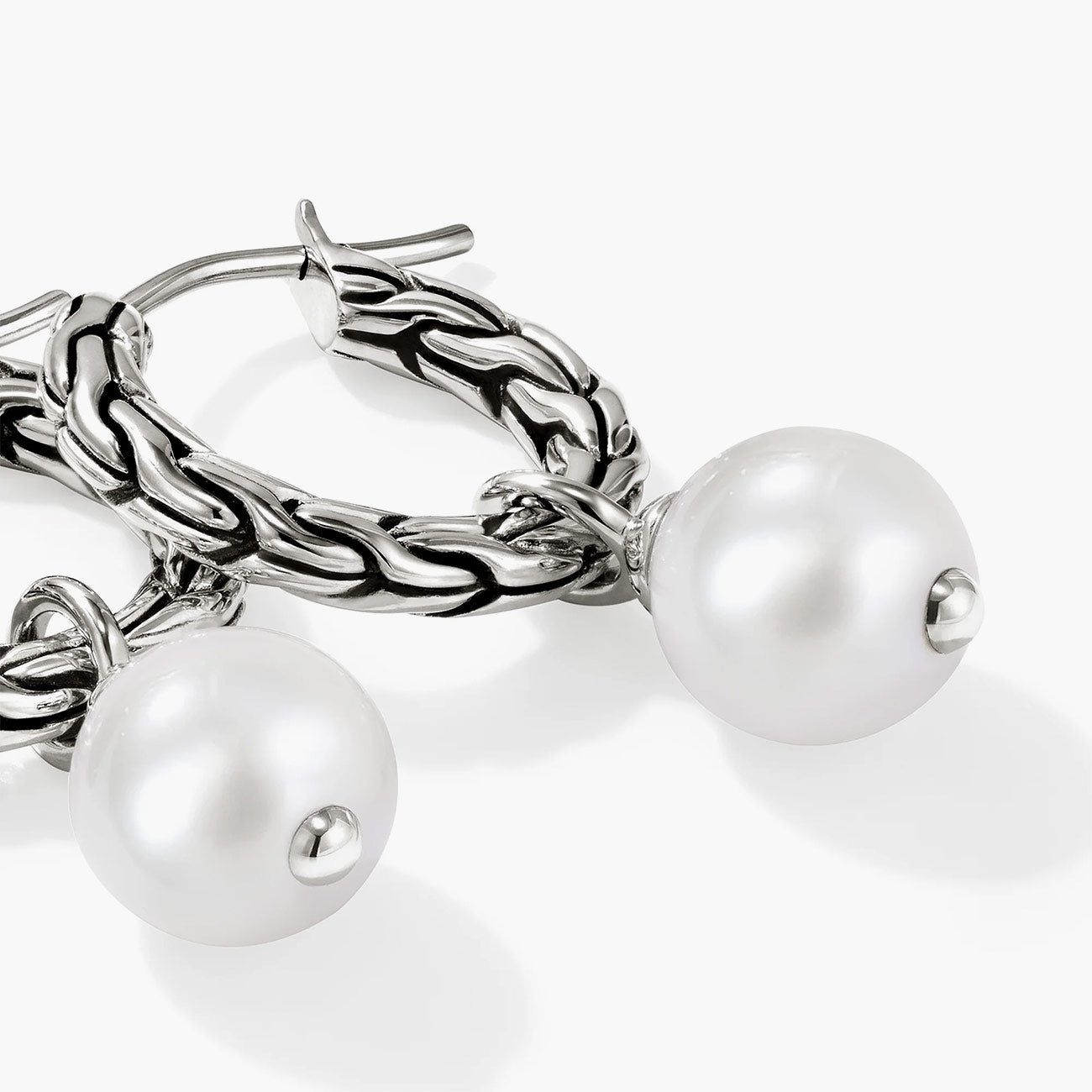 John Hardy Essentials Pearl Hoop Earrings in Silver
