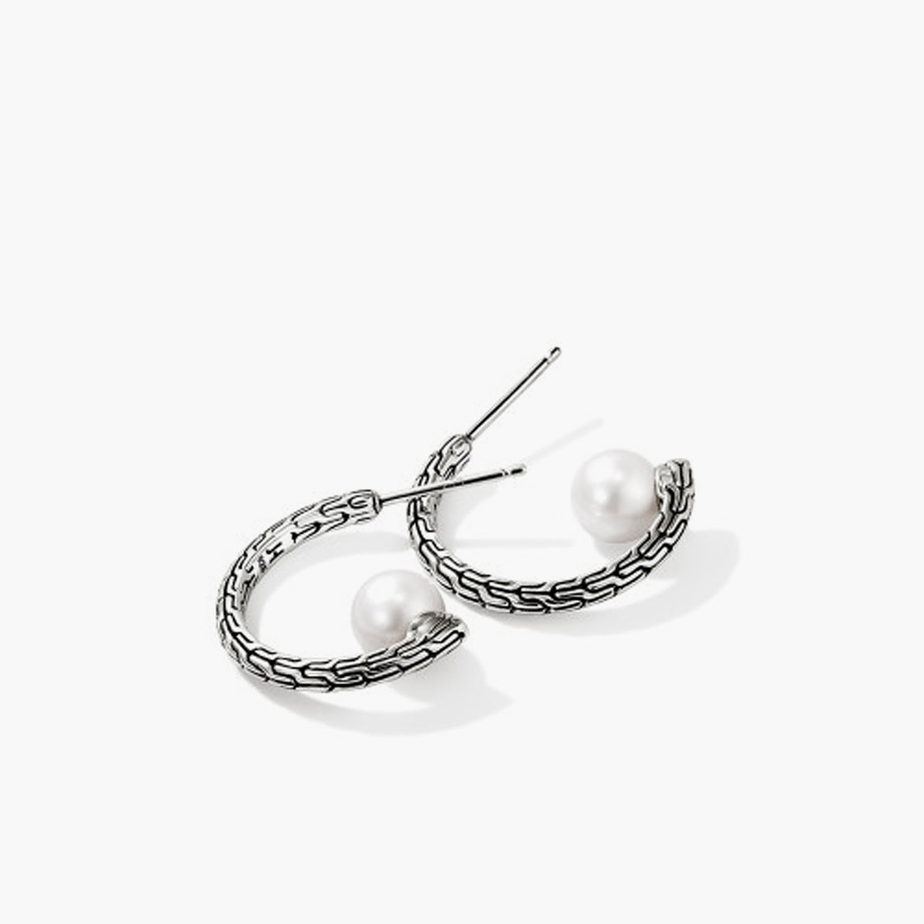 John Hardy Essentials Pearl Hoop Earrings in Silver