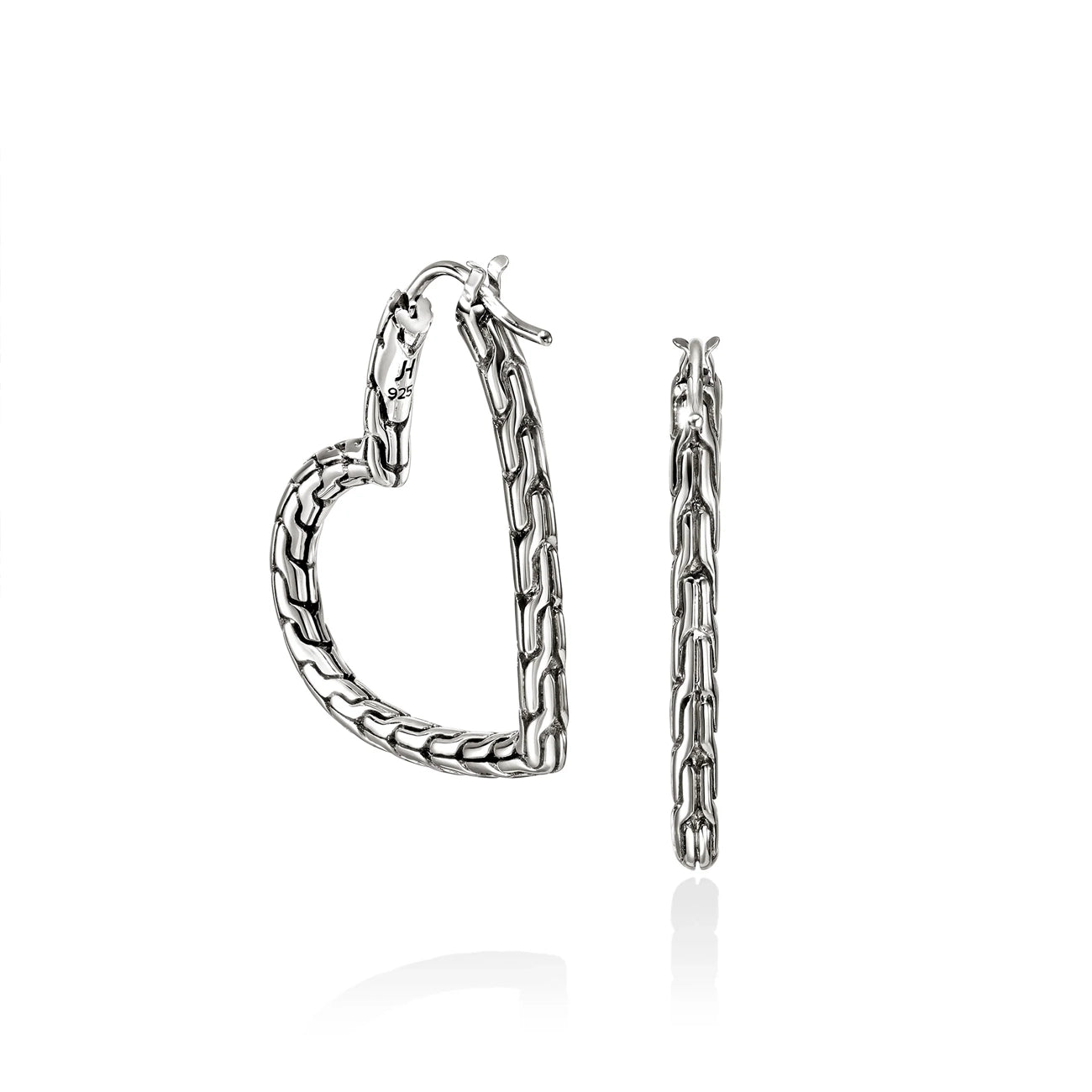 John Hardy Essentials Silver Heart 34mm Hoop Earrings