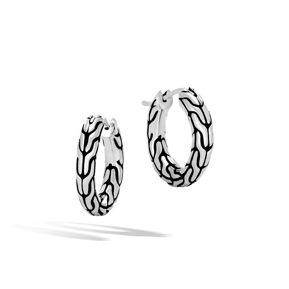 John Hardy Classic Chain Small Silver Hoop Earrings