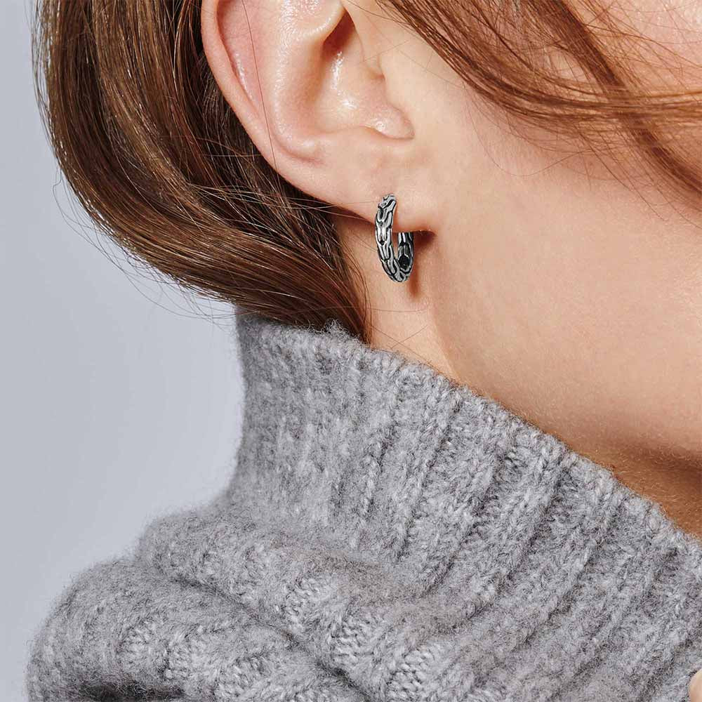 John Hardy Classic Chain Small Silver Hoop Earrings