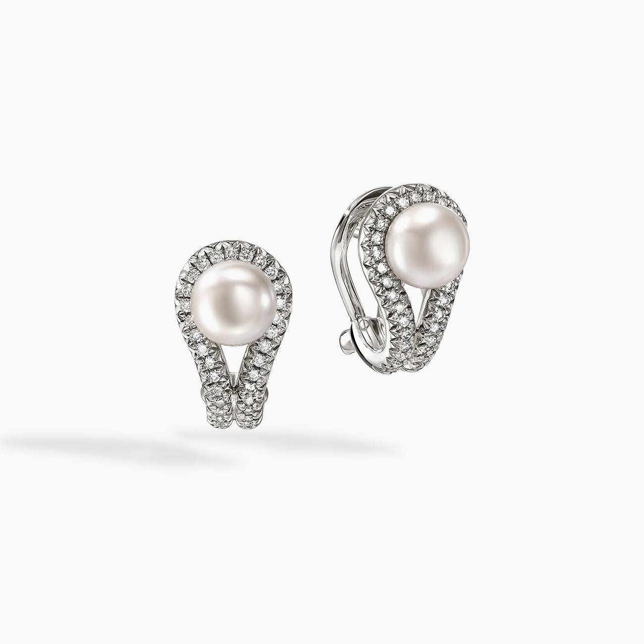 John Hardy Surf Silver Diamond Pave and Pearl Earrings