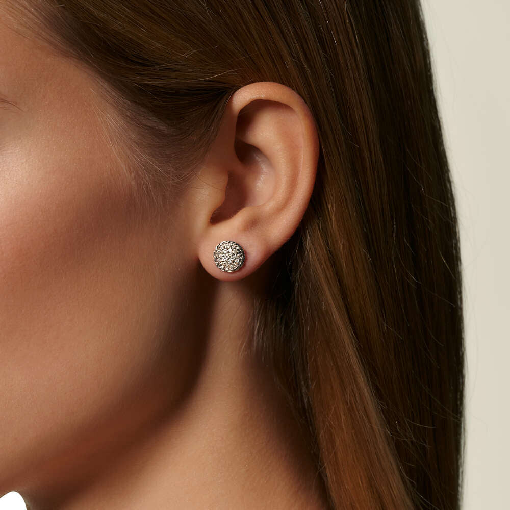 John Hardy Essentials Large Round Diamond Stud Earrings