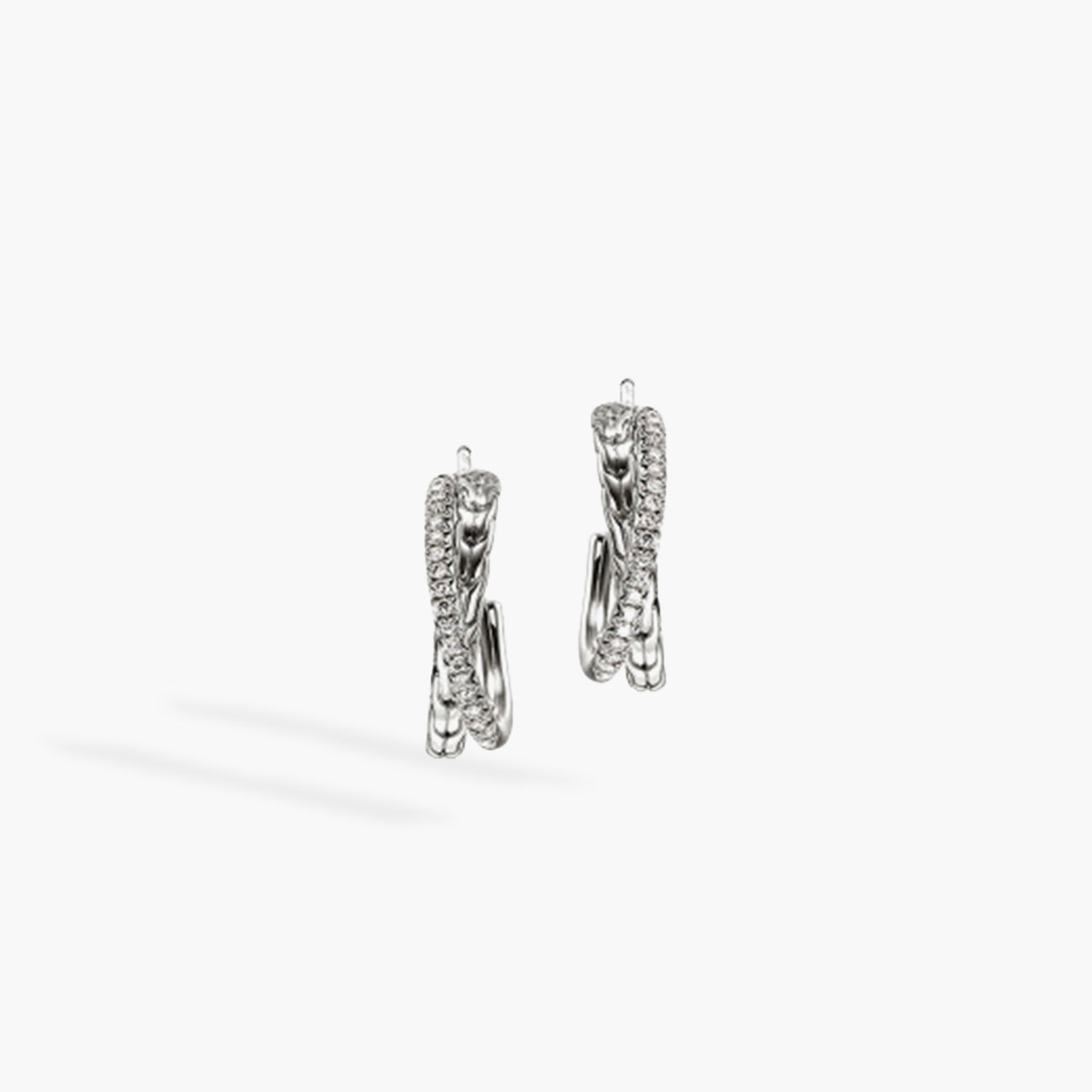 John Hardy Essentials Diamond Pavé Silver Crossover Earrings