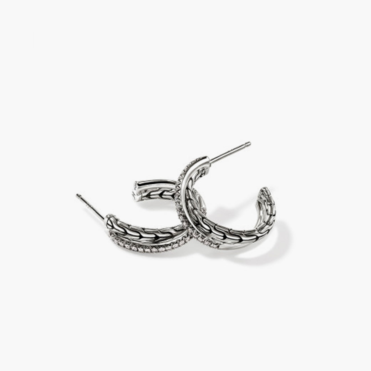 John Hardy Essentials Diamond Pavé Silver Crossover Earrings