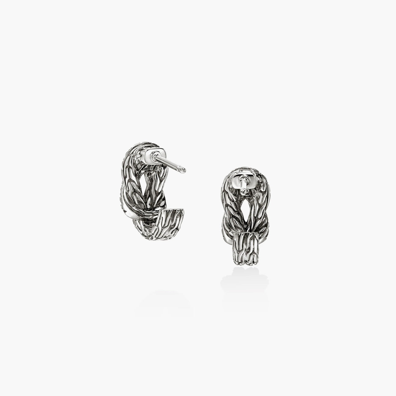 John Hardy Love Knot Silver Diamond Pave Huggie Earrings