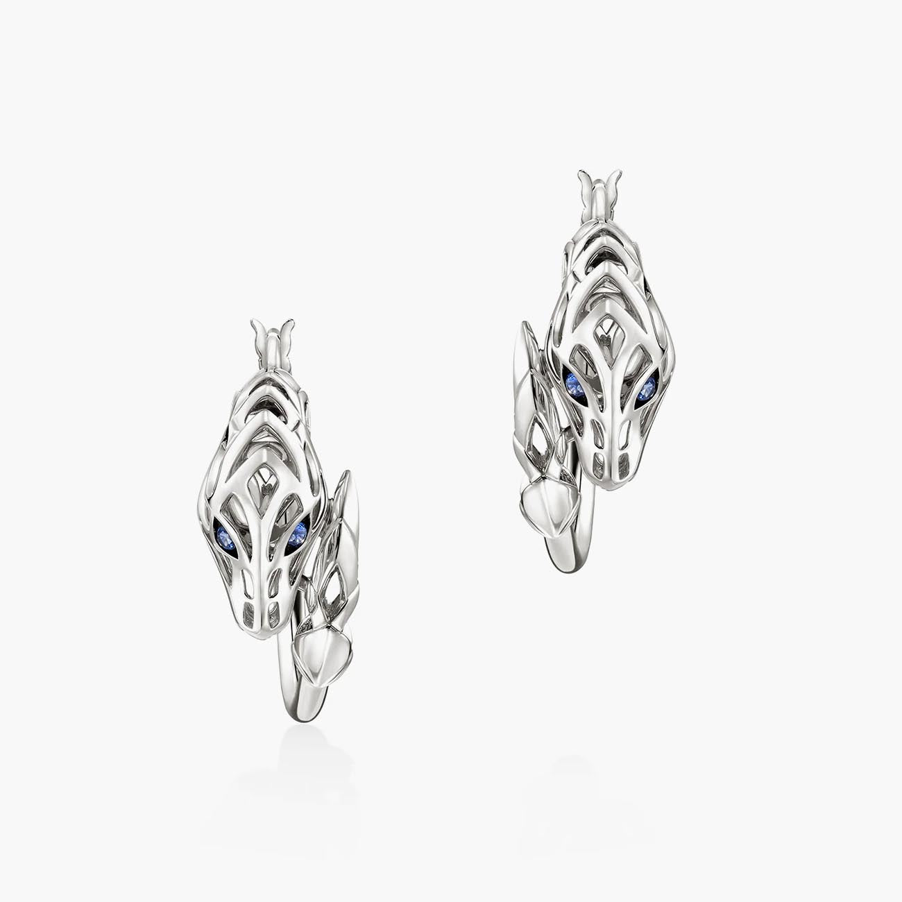 John Hardy Naga Hoop Earrings with Blue Sapphires