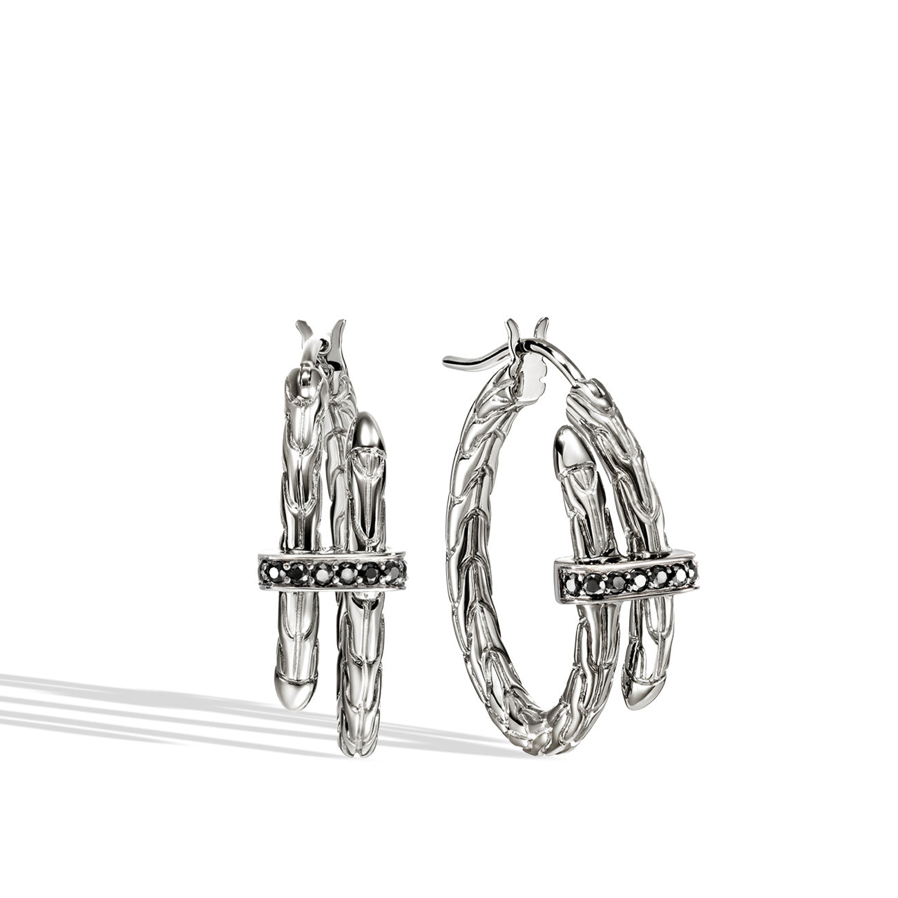 John Hardy Spear Black Sapphire Hoop Earrings