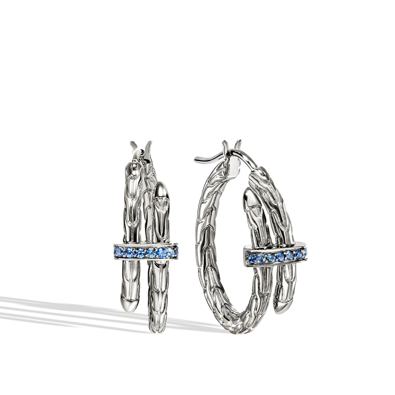 John Hardy Spear Blue Sapphire Hoop Earrings