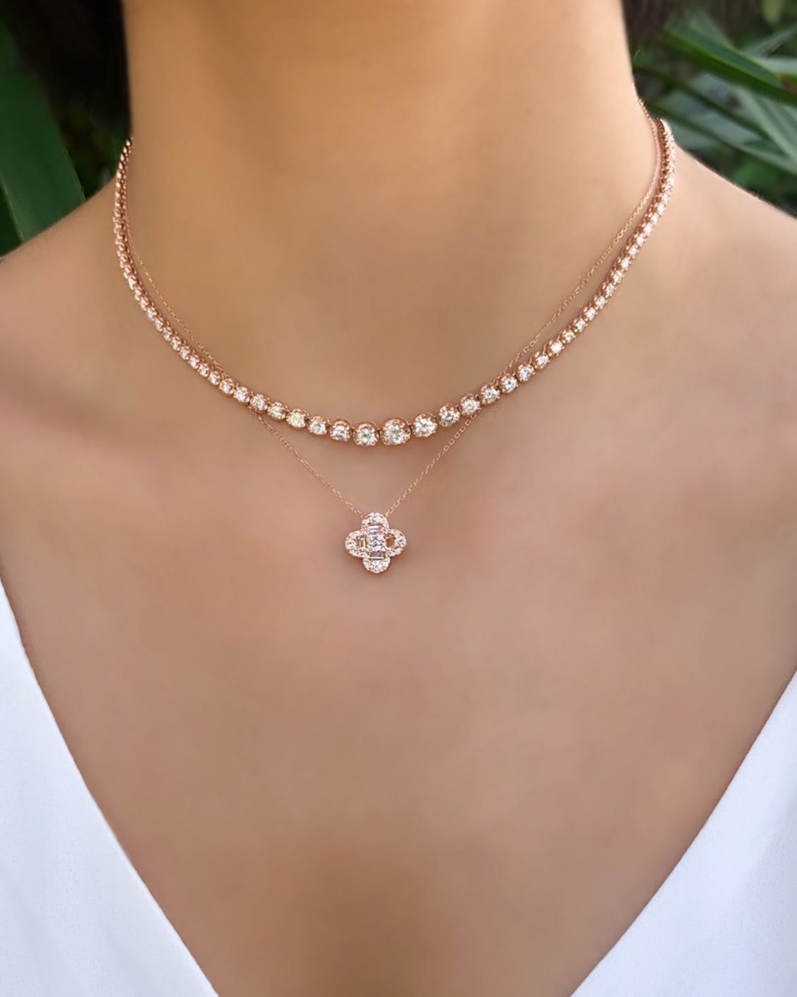 3 Carat Halfway Graduated Diamond Tennis Necklace