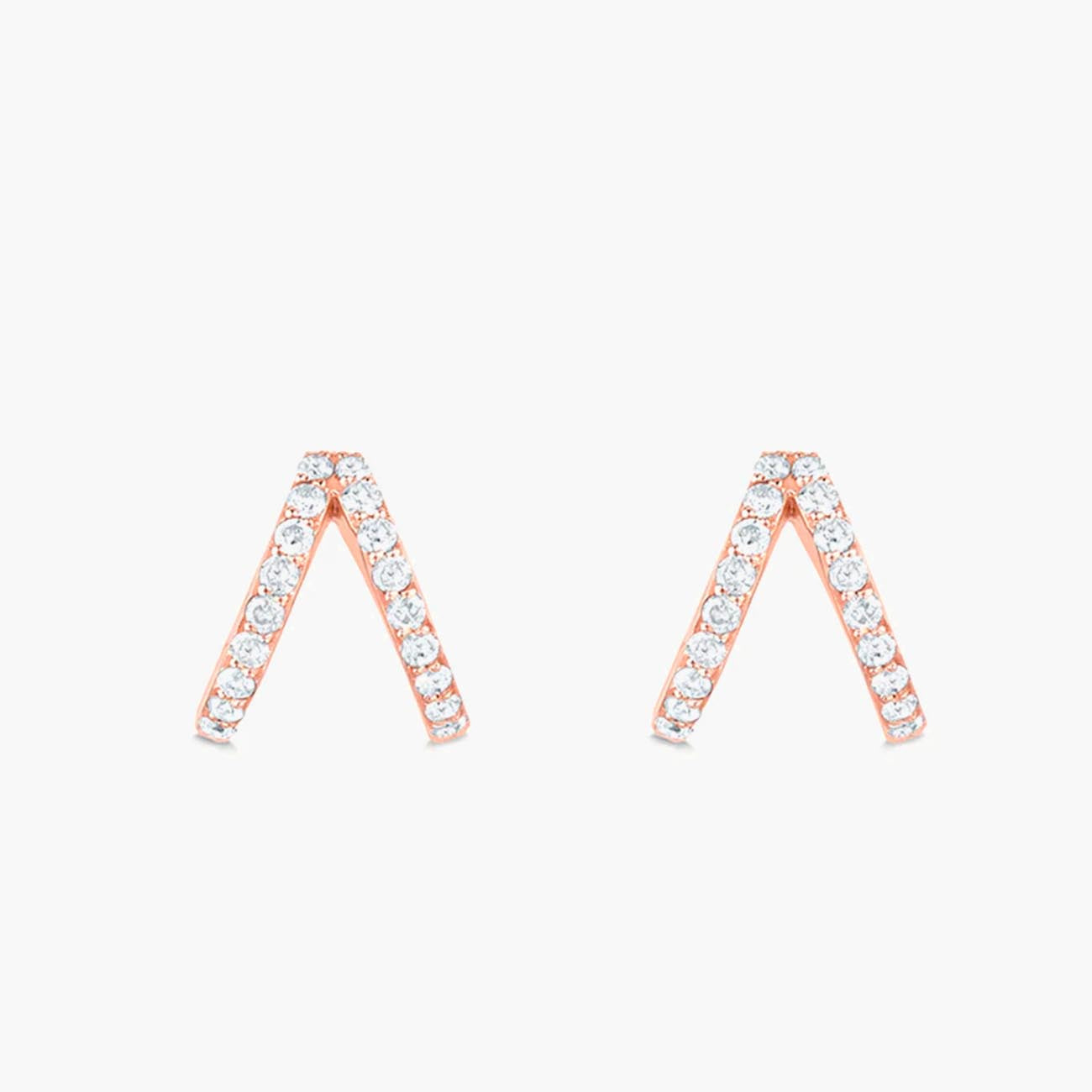 Carbon & Hyde Rose Gold Diamond Split Huggie Earrings