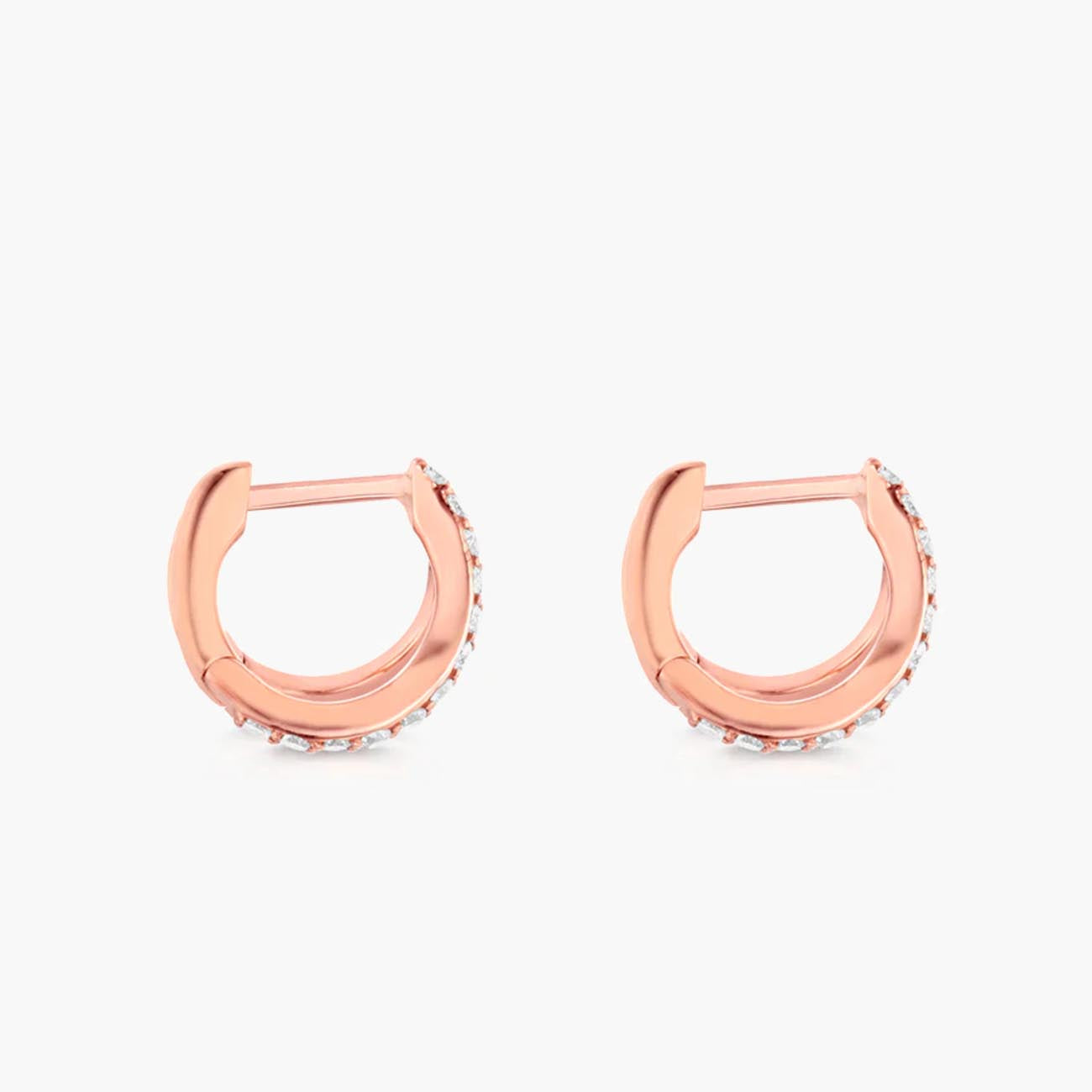 Carbon & Hyde Rose Gold Diamond Split Huggie Earrings