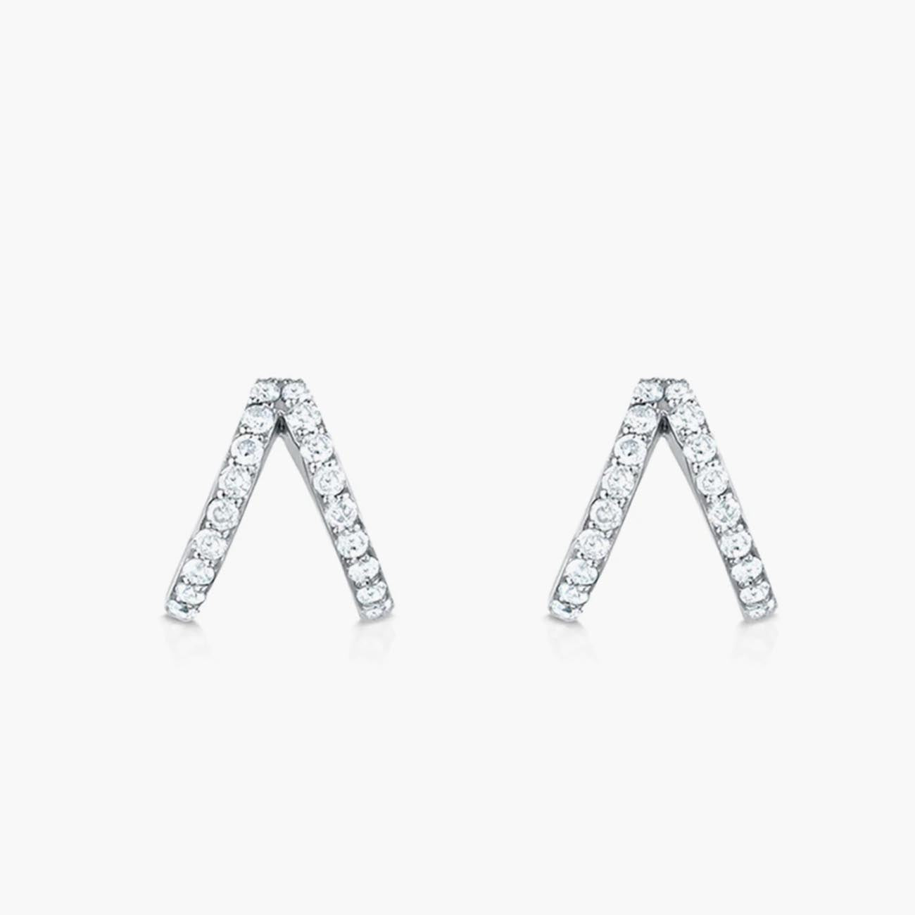 Carbon & Hyde White Gold Diamond Split Huggie Earrings
