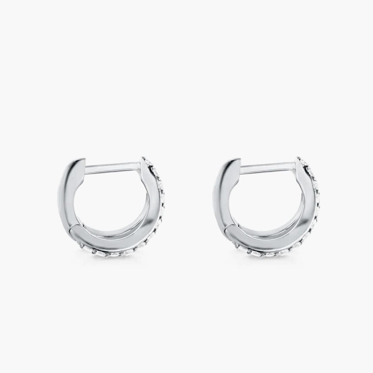 Carbon & Hyde White Gold Diamond Split Huggie Earrings