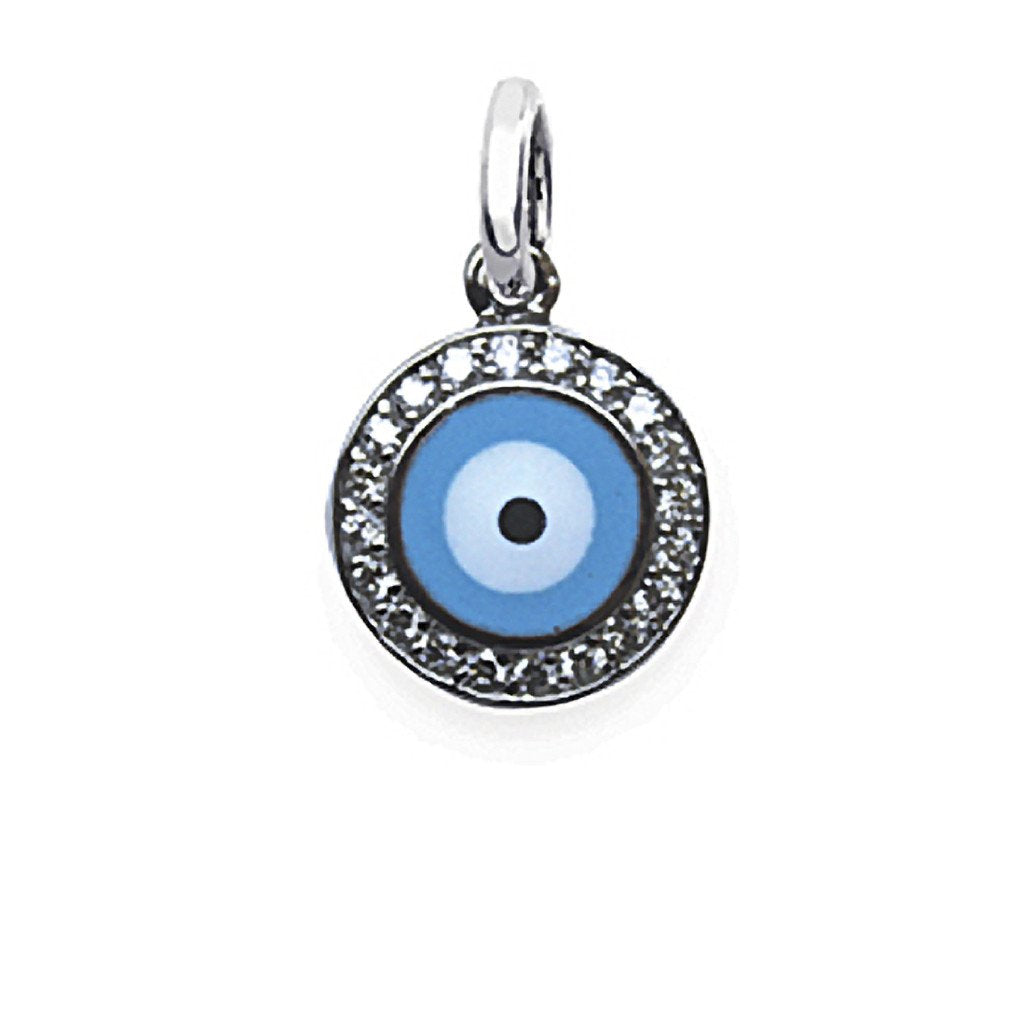 Aaron Basha White Gold Small Diamond Evil Eye Charm