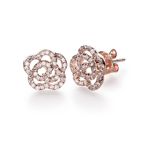 EF Collection Diamond Rose Stud Earrings