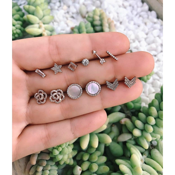 EF Collection Diamond Rose Stud Earrings