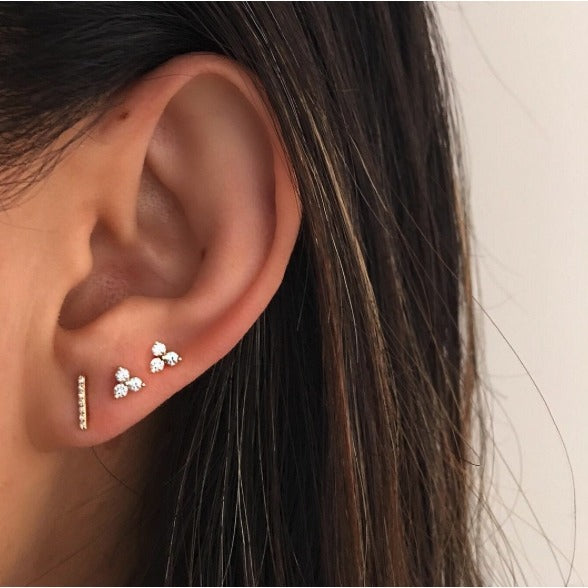 EF Collection Mini Diamond Bar Stud Earrings
