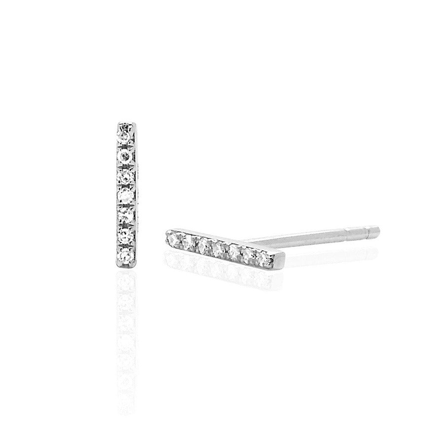 EF Collection Mini Diamond Bar Stud Earrings
