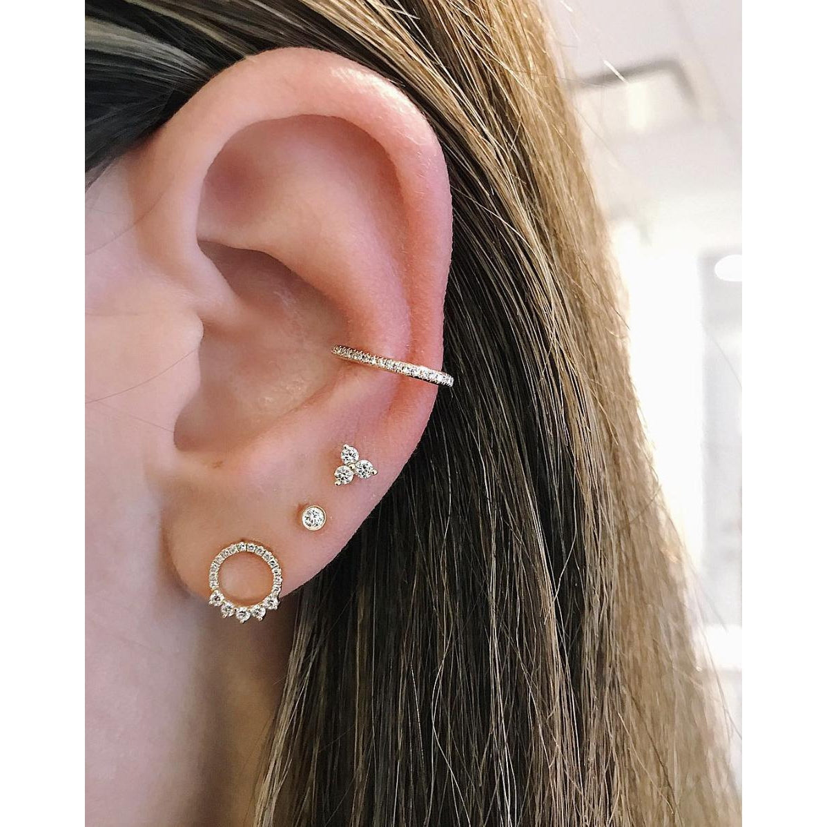 EF Collection Diamond Bezel Stud Earrings