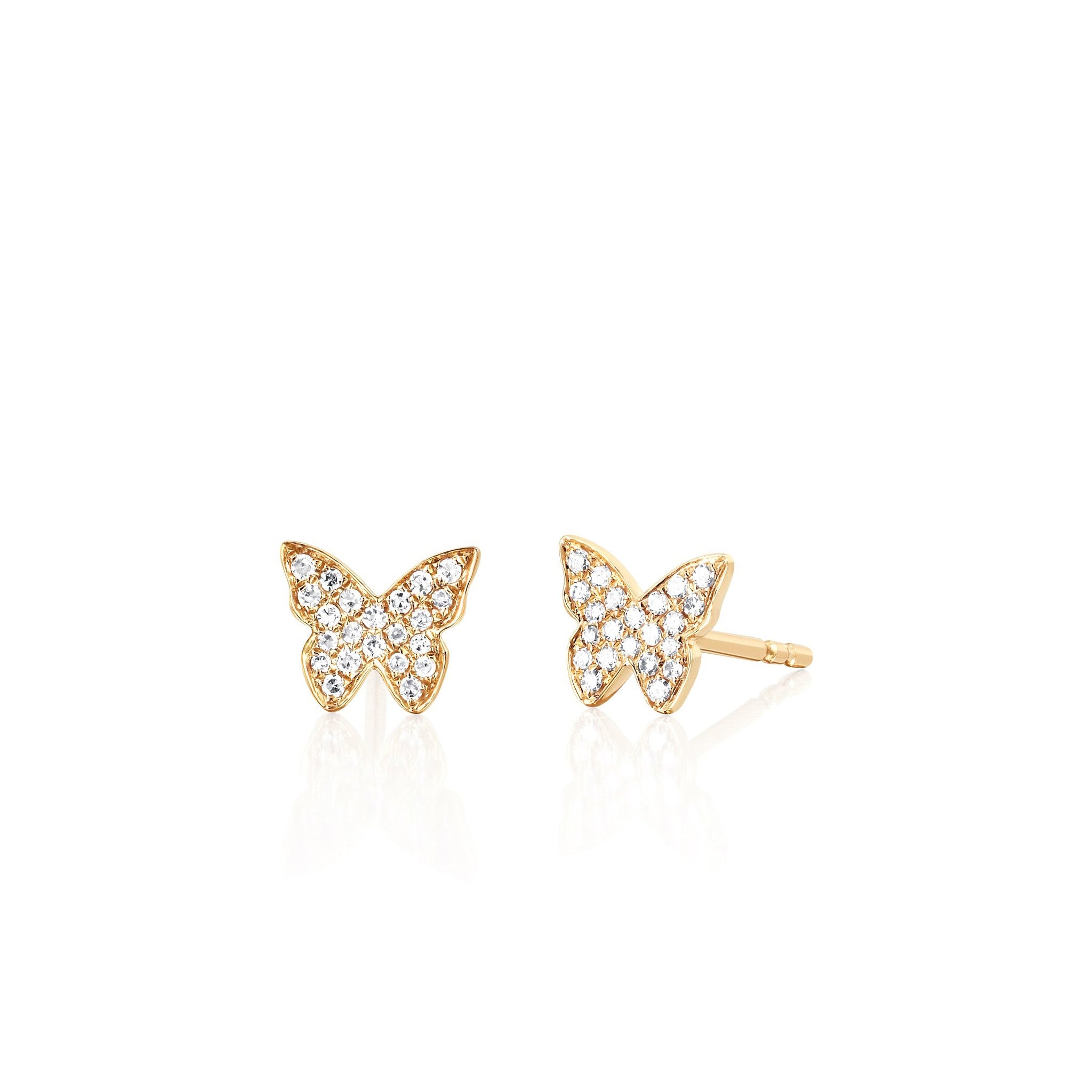 EF Collection Diamond Butterfly Stud Earrings