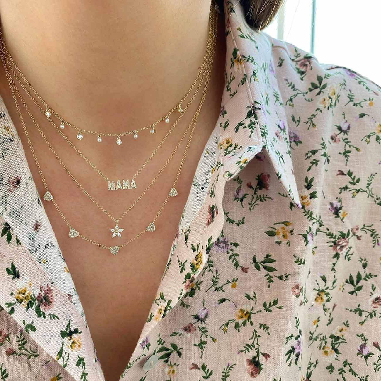 EF Collection Diamond Heart Station Necklace