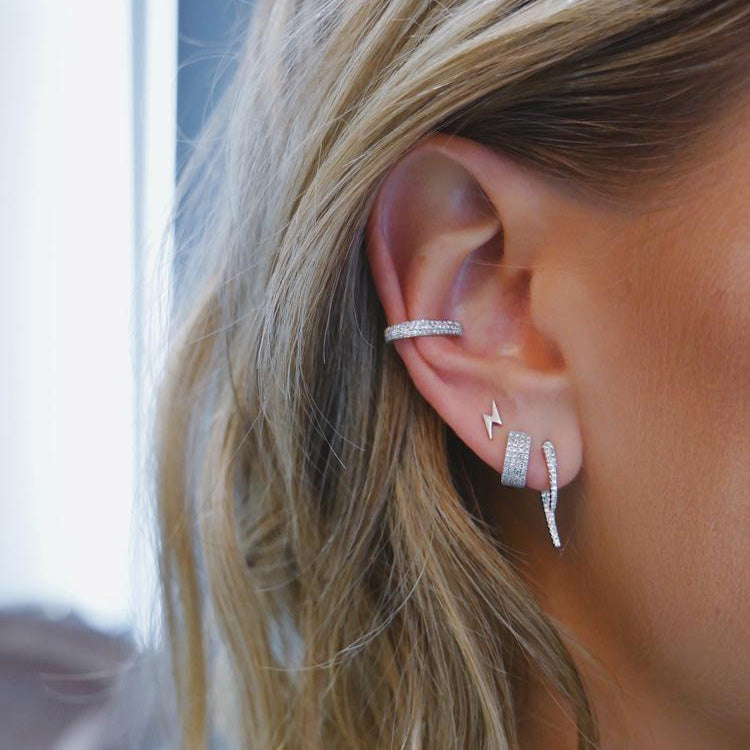 EF Collection Diamond Hook Stud Earrings