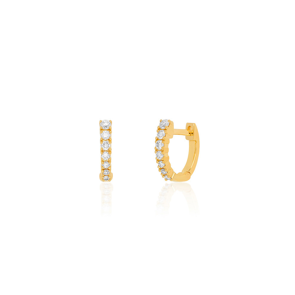 EF Collection Full Cut Diamond Arc Mini Huggie Earrings