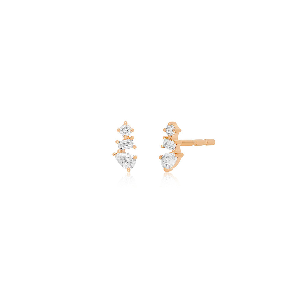 EF Collection Multi Faceted Diamond Stud Earrings