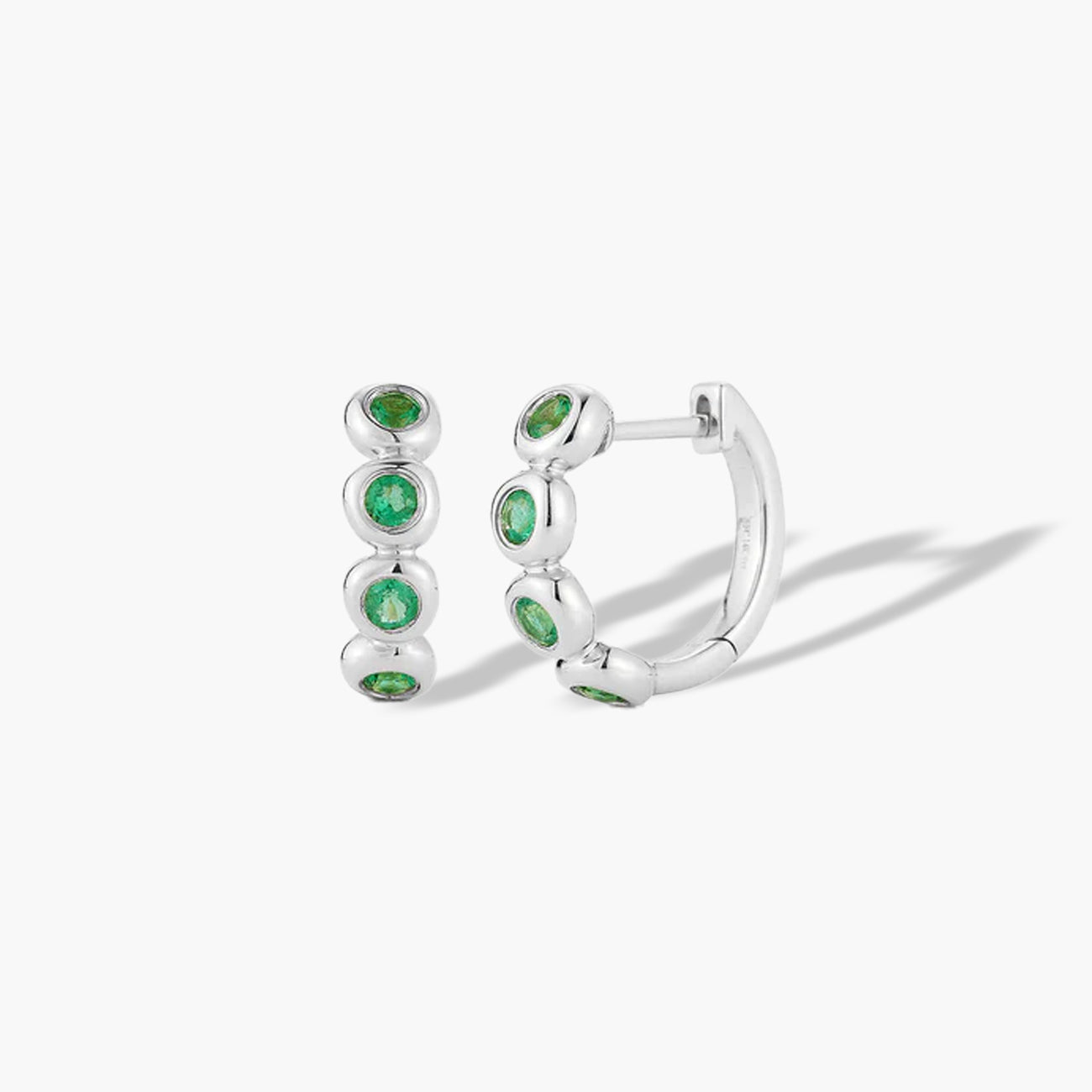 EF Collection Emerald Pillow Hoop Earrings