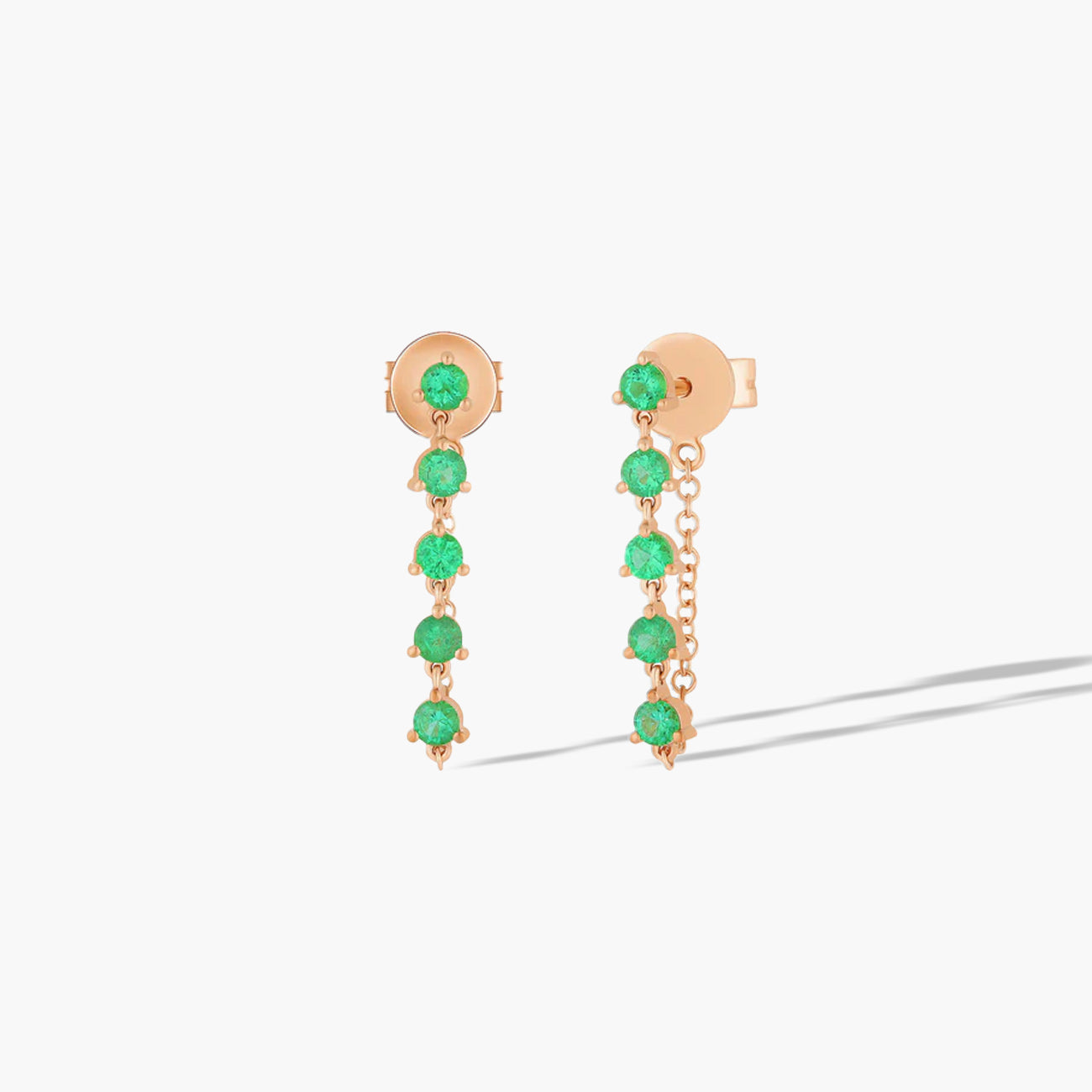 EF Collection Multi Emerald Chain Stud Earrings