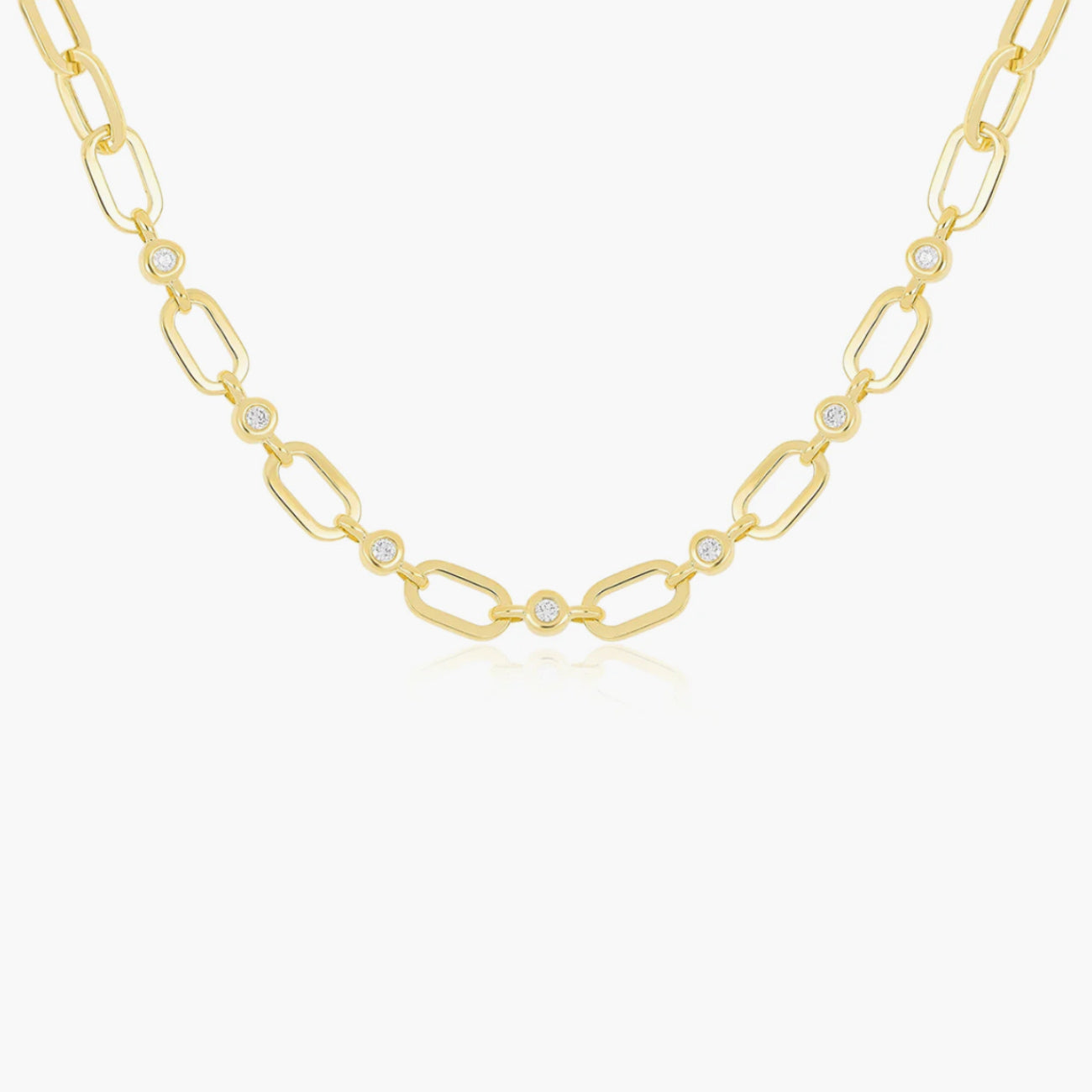 EF Collection Jumbo Link Chain Necklace with Diamond Pillows in Yellow Gold