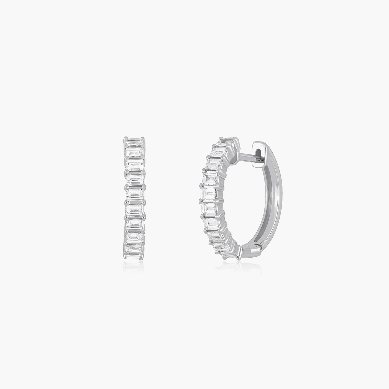 EF Collection Prong Set Diamond Baguette Hoop Earrings