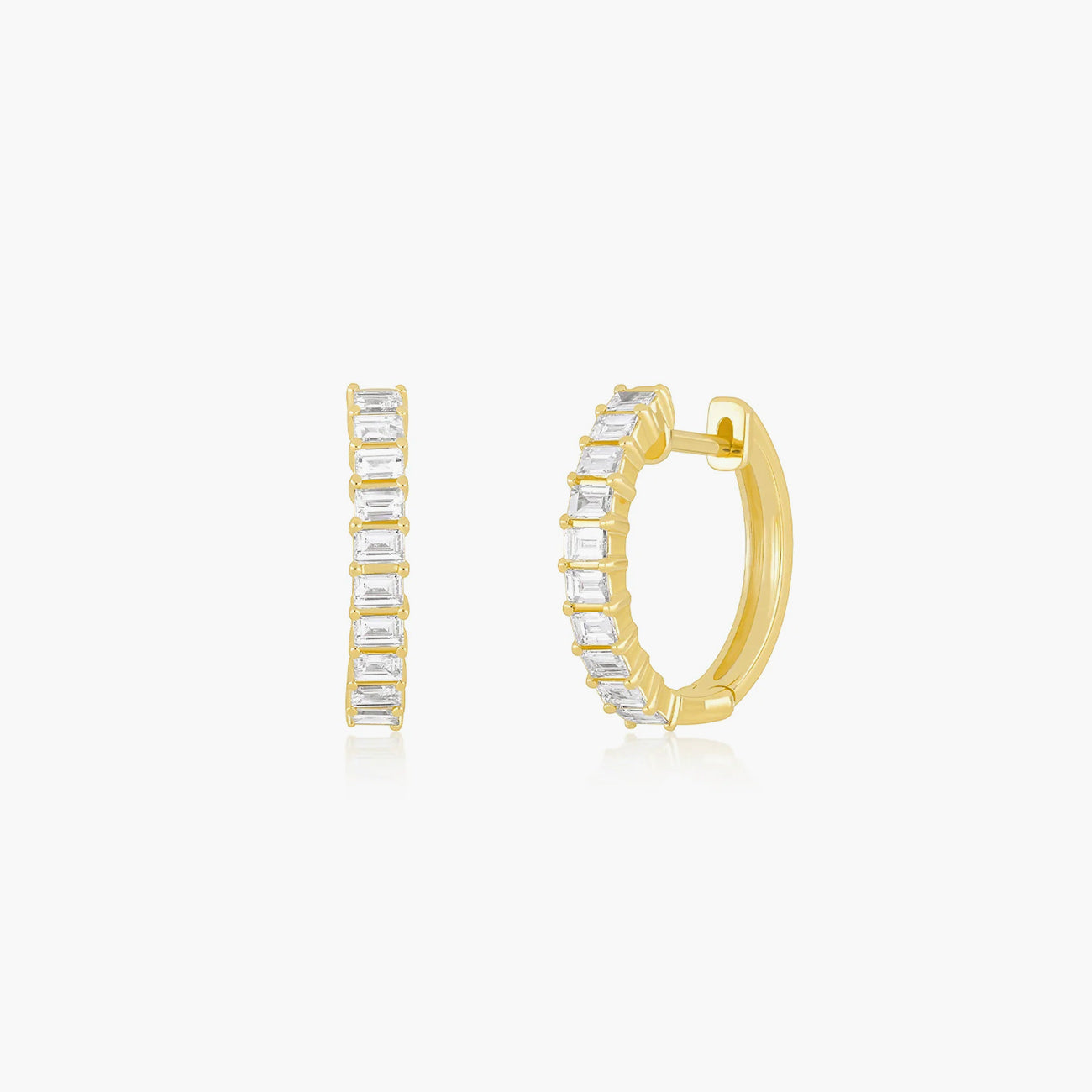EF Collection Prong Set Diamond Baguette Hoop Earrings