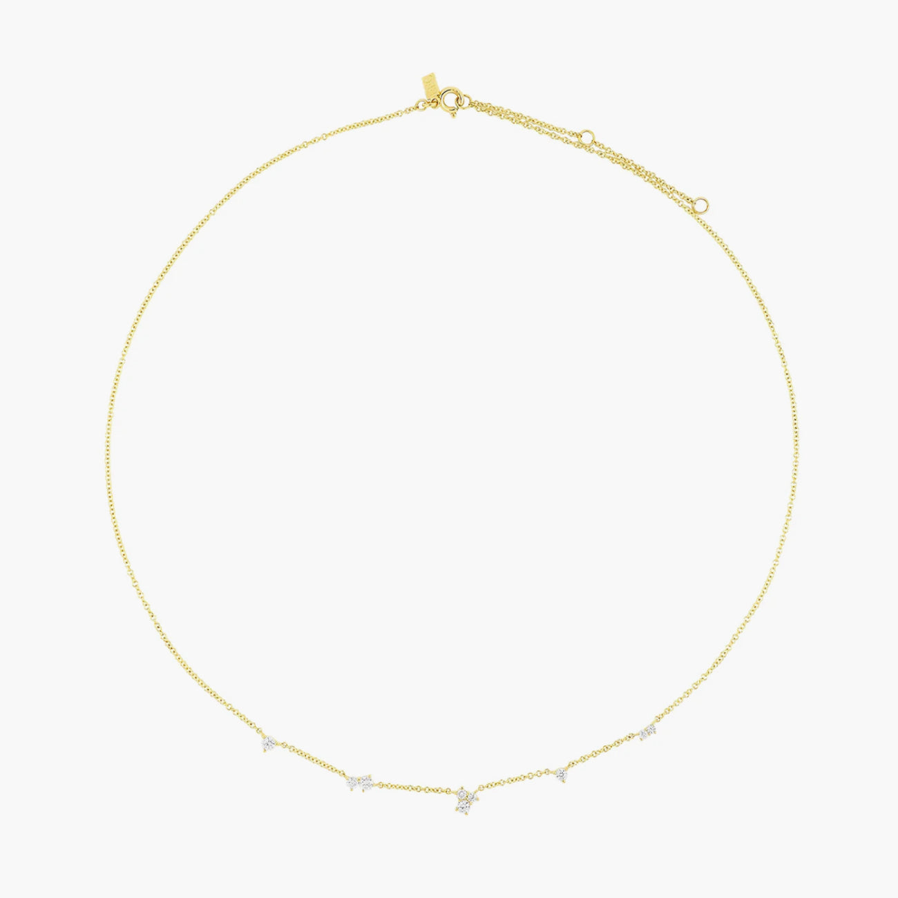 EF Collections Multi Diamond Cluster Diamond Necklace in Yellow Gold