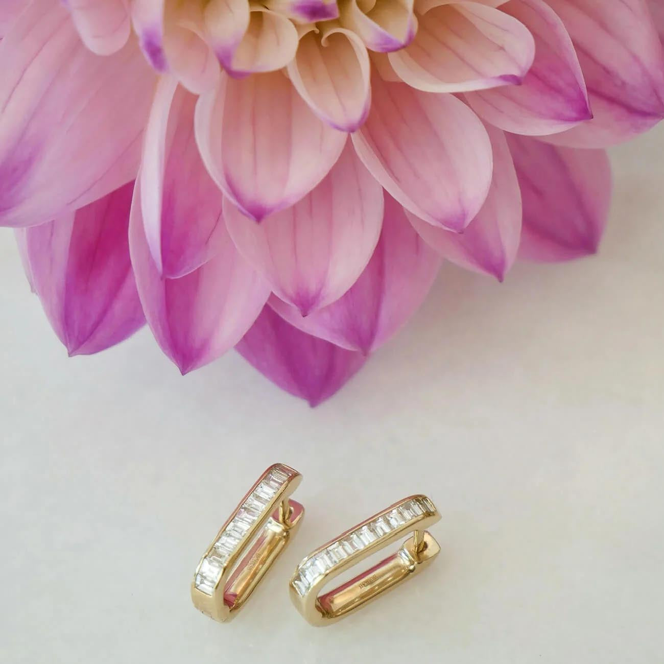 EF Collection Jumbo Lola Baguette Diamond Hoop Earrings