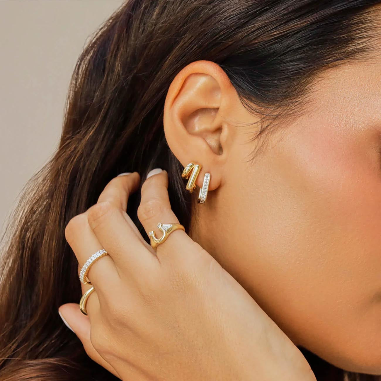 EF Collection Gold Jumbo Huggie Earrings