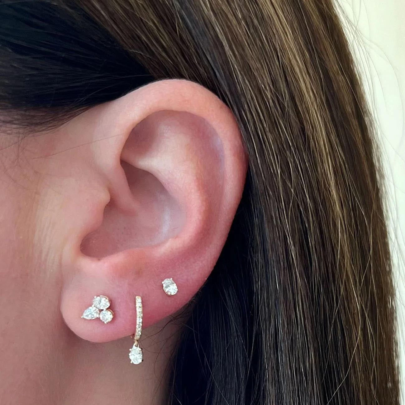 EF Collection Diamond Trio Cluster Stud Earrings