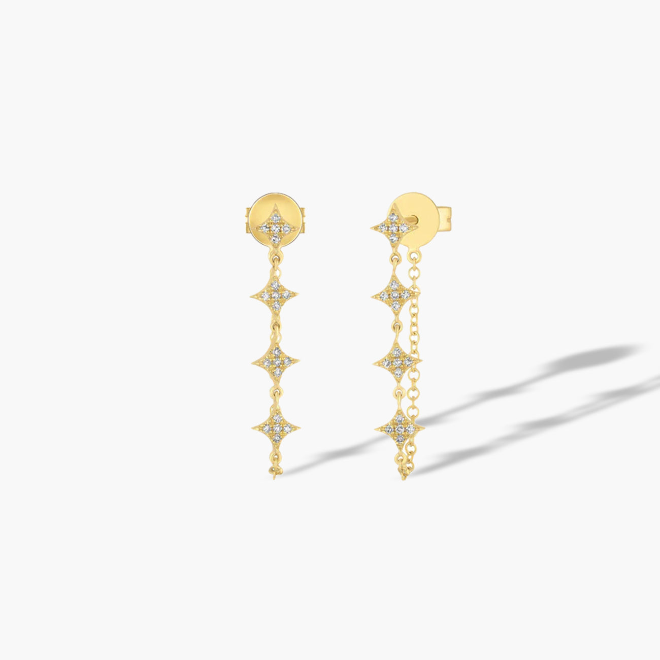 EF Collection Multi Diamond Sparkle Chain Single Stud Earring