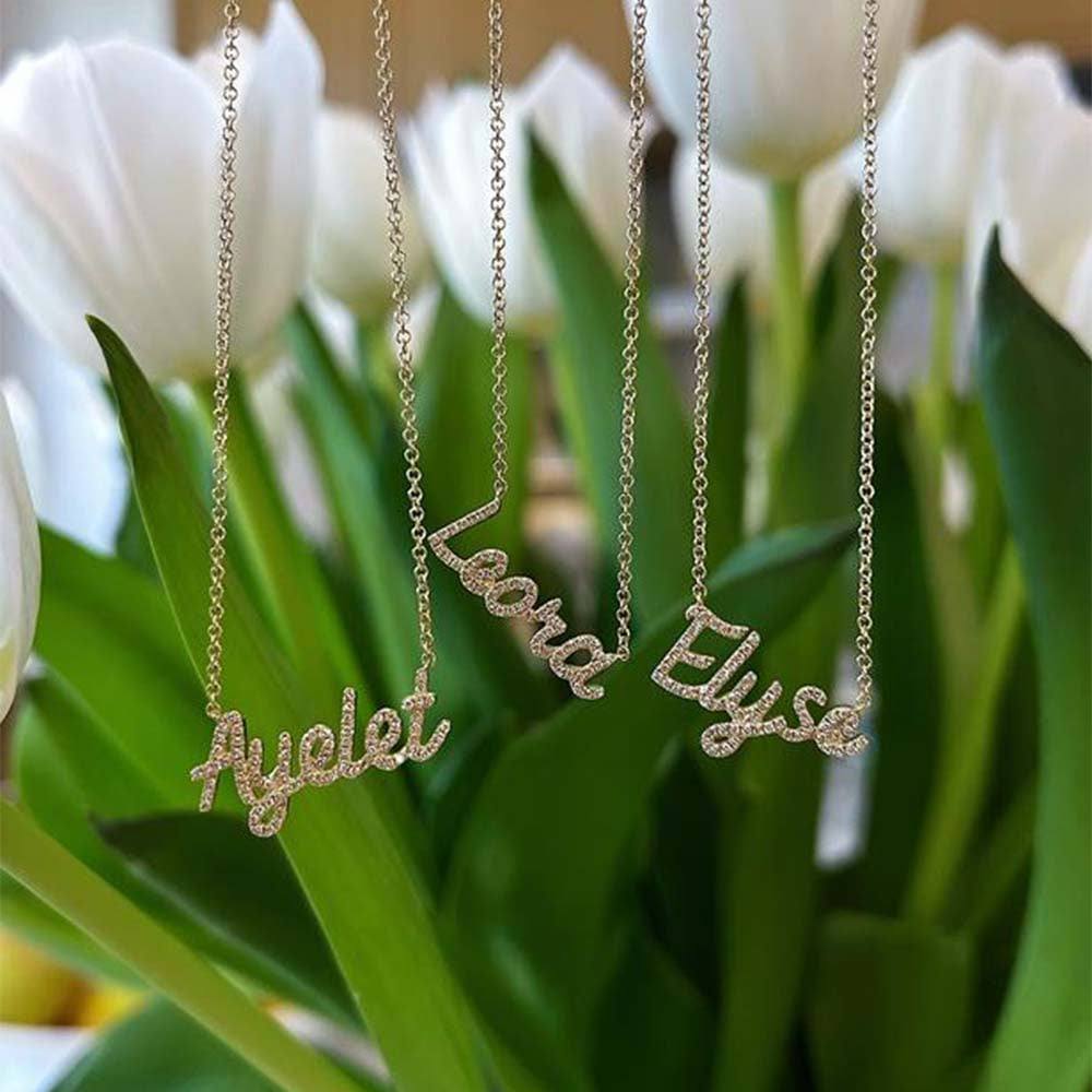 EF Collection Diamond Custom Script Initial Necklace