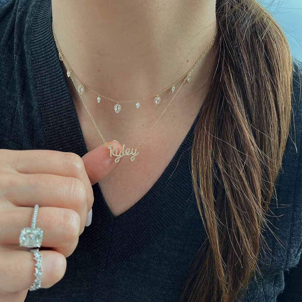 EF Collection Diamond Custom Script Initial Necklace