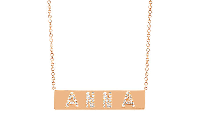 EF Collection Diamond Nameplate Necklace