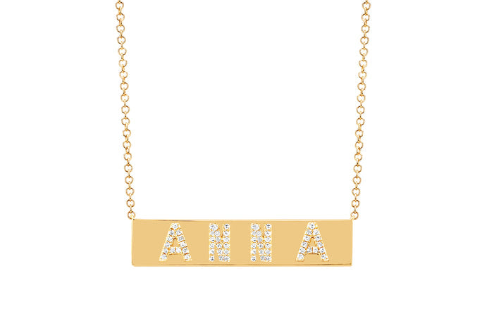 EF Collection Diamond Nameplate Necklace