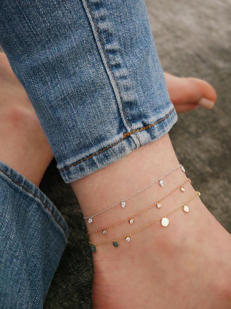 EF Collection Diamond Teardrop Station Anklet