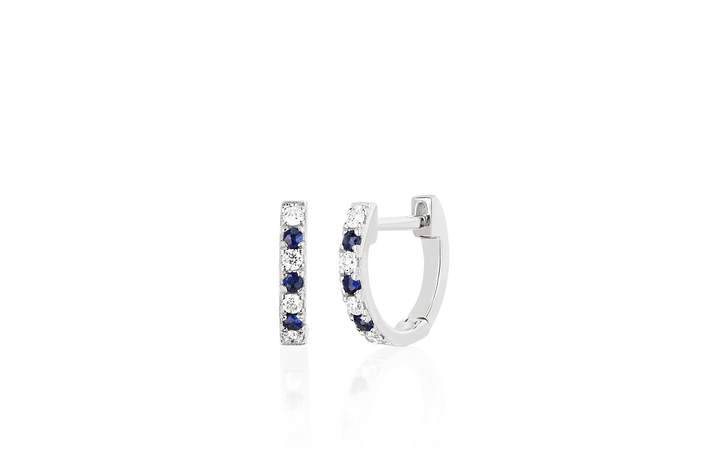 EF Collection Diamond and Blue Sapphire Huggies