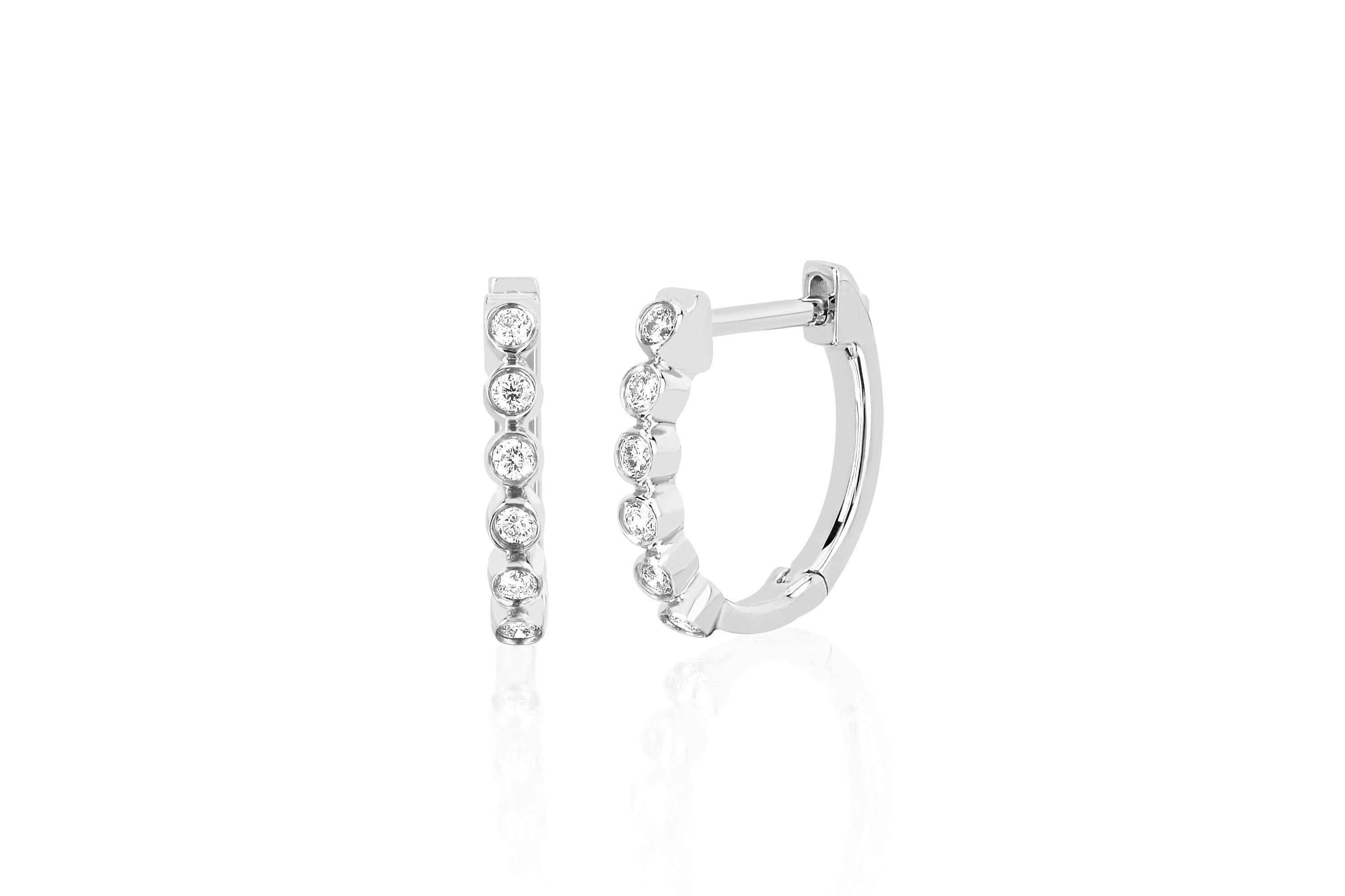 EF Collection Diamond Bezel Huggie Earrings