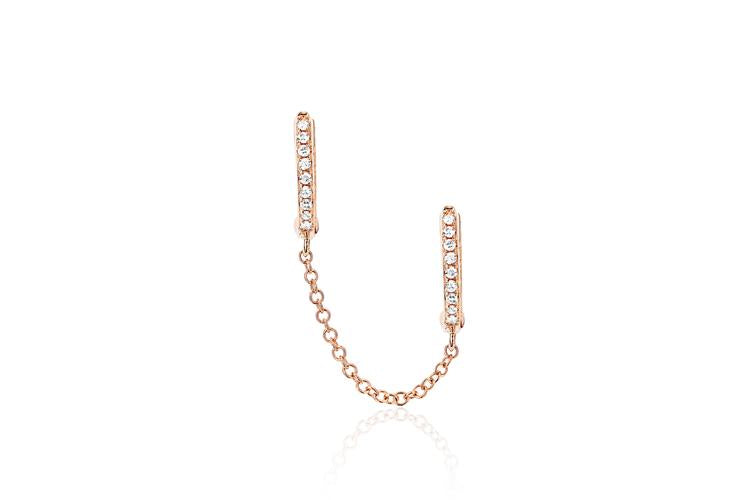 EF Collection Diamond Bar Chain Huggie Earrings
