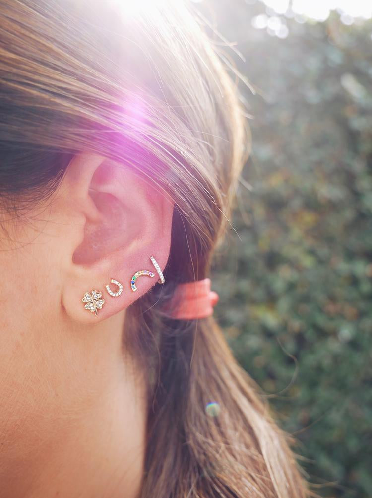 EF Collection Diamond Horseshoe Stud Earrings